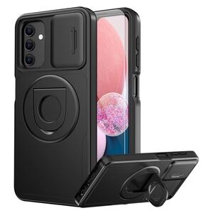 Samsung A55 Black Protective Phone Case with Ring Kickstand